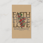 Faith Hope Love, Floral Design with Bible Verse Visitekaartje (Achterkant)