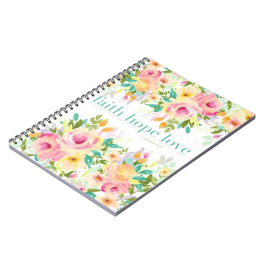 Faith Hope Love | Floral notebook (80 pagina's) Notitieboek (Linkerzijde)