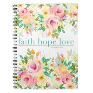 Faith Hope Love | Floral notebook (80 pagina's) Notitieboek