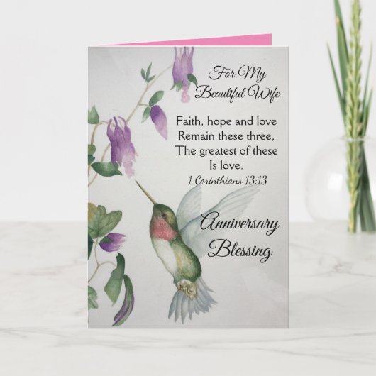 Faith Hope Love For My Wife Jubileum Blessing Kaart (Voorkant)