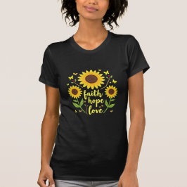 Faith Hope Love gele bloemen T-shirt