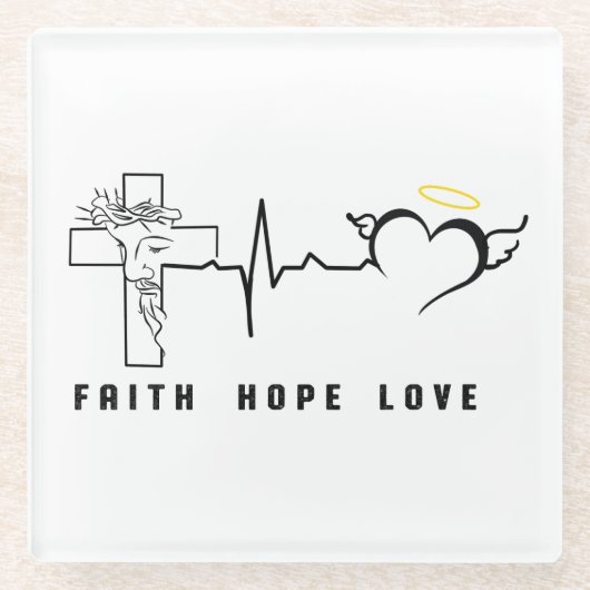 FAITH HOPE LOVE GLAZEN ONDERZETTER (Voorkant)
