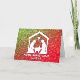 FAITH HOPE LOVE Glitter Christelijke kerst Feestdagen Kaart