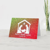 FAITH HOPE LOVE Glitter Christelijke kerst Feestdagen Kaart (Voorkant)