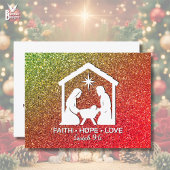 FAITH HOPE LOVE Glitter Christelijke kerst Feestdagenkaart