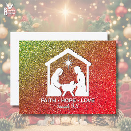 FAITH HOPE LOVE Glitter Christelijke kerst Feestdagenkaart
