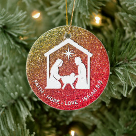 FAITH HOPE LOVE Glitter Christelijke kerst Keramisch Ornament