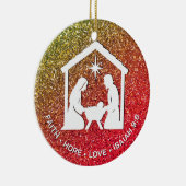FAITH HOPE LOVE Glitter Christelijke kerst Keramisch Ornament (Rechts)