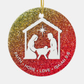 FAITH HOPE LOVE Glitter Christelijke kerst Keramisch Ornament (Voorkant)