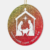 FAITH HOPE LOVE Glitter Christelijke kerst Keramisch Ornament (Links)