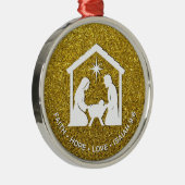 FAITH HOPE LOVE Glitter Christelijke kerst Metalen Ornament (Rechts)