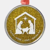 FAITH HOPE LOVE Glitter Christelijke kerst Metalen Ornament (Voorkant)