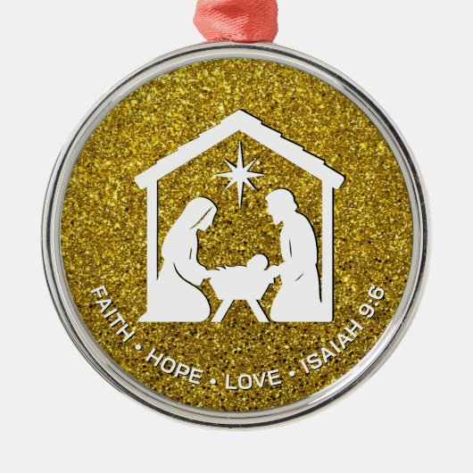 FAITH HOPE LOVE Glitter Christelijke kerst Metalen Ornament (Voorkant)