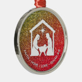 FAITH HOPE LOVE Glitter Christelijke kerst Metalen Ornament (Rechts)