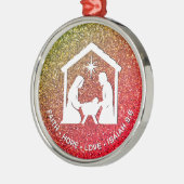 FAITH HOPE LOVE Glitter Christelijke kerst Metalen Ornament (Links)