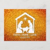 FAITH HOPE LOVE Glitter Christian Christmas Feestdagenkaart (Voorkant)