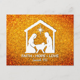 FAITH HOPE LOVE Glitter Christian Christmas Feestdagenkaart