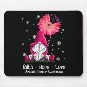 Faith Hope Love Gnome Pink Sunflower Breast Cancer Muismat