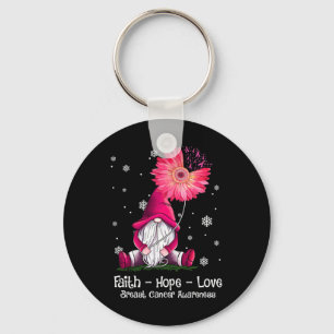 Faith Hope Love Gnome Pink Sunflower Breast Cancer Sleutelhanger