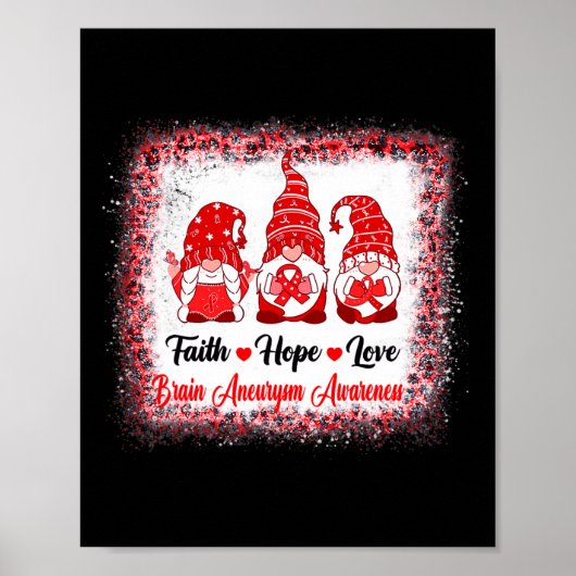 Faith Hope Love Gnomen Brain Aneurysm Awareness Le Poster (Voorkant)