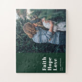 Faith Hope Love. Godsfoto met groen kerstfeest Legpuzzel (Verticaal)