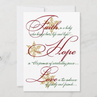 Faith, Hope, Love Gold Photo met kerstkaart