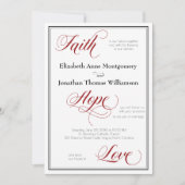 Faith Hope Love Graceful Script Weduwen Invitation Kaart (Voorkant)