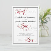 Faith Hope Love Graceful Script Weduwen Invitation Kaart (Staand voorkant)