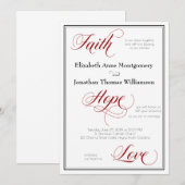 Faith Hope Love Graceful Script Weduwen Invitation Kaart (Voorkant / Achterkant)