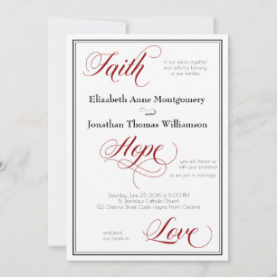 Faith Hope Love Graceful Script Weduwen Invitation Kaart