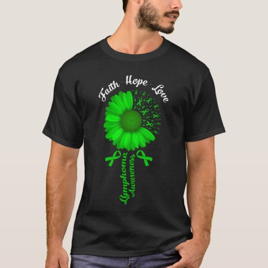 Faith Hope Love Green Lymphoma Cancer Awareness T-shirt (Voorkant)