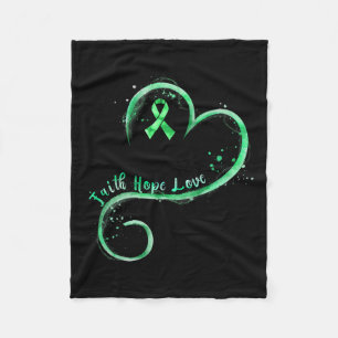 Faith Hope Love Green Ribbon Kidney Disease Awaren Fleece Deken