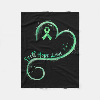 Faith Hope Love Green Ribbon Mental Health Awarene Fleece Deken