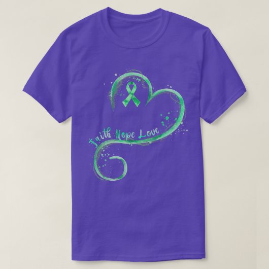 Faith Hope Love Green Ribbon Mental Health Awarene T-shirt (Design voorkant)