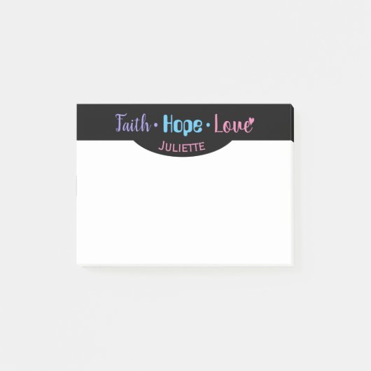 Faith Hope Love Heart Inspirerend Christelijk 4x3 Post-it® Notes (Voorkant)