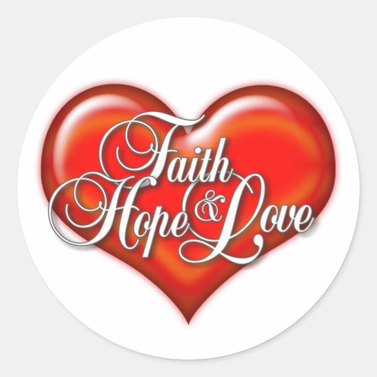 Faith Hope Love Heart Ronde Sticker (Voorkant)