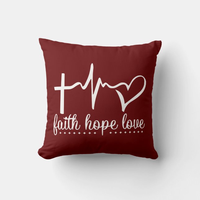 Faith Hope Love Heartbeat Kussen (Voorkant)
