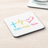 Faith Hope Love Hearts Bier Onderzetter (Linkerzijde)