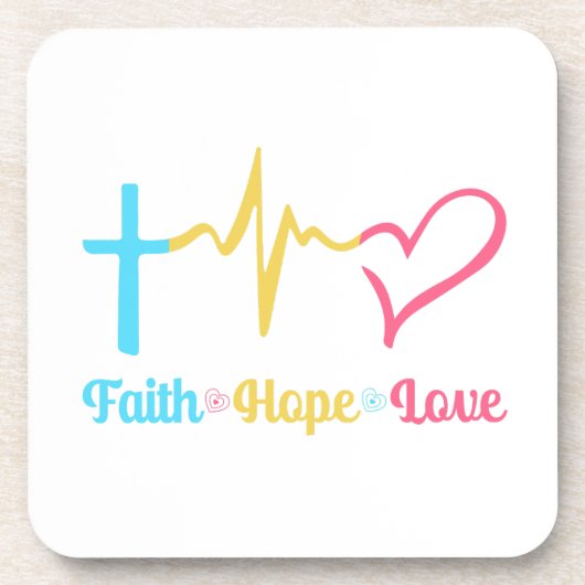 Faith Hope Love Hearts Bier Onderzetter (Voorkant)