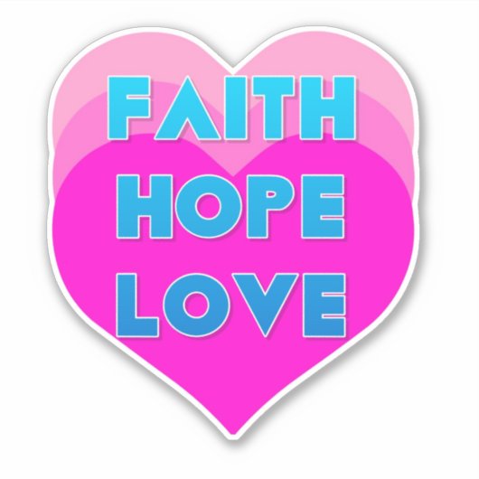 Faith Hope Love Hearts Custom-Cut Vinyl Sticker (Voorkant)