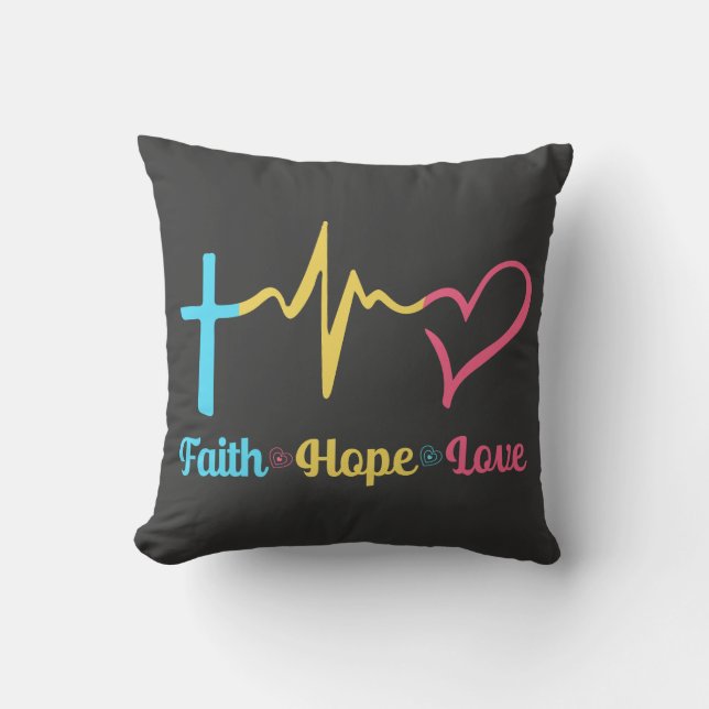 Faith Hope Love Hearts Kussen (Voorkant)