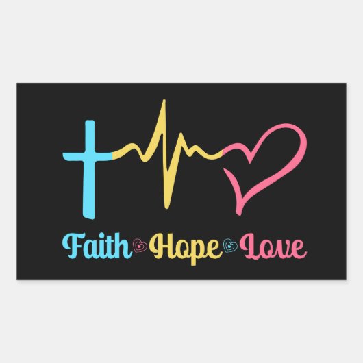 Faith Hope Love Hearts Rechthoekige Sticker (Voorkant)
