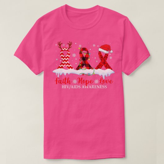 Faith Hope Love HIV Awareness Kerstmis Ribbo T-shirt (Design voorkant)