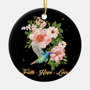 Faith Hope Love Hummingbird Picture Bird Print Keramisch Ornament