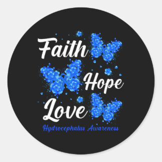 Faith Hope Love Hydrocephalus Awareness Butterfly Ronde Sticker