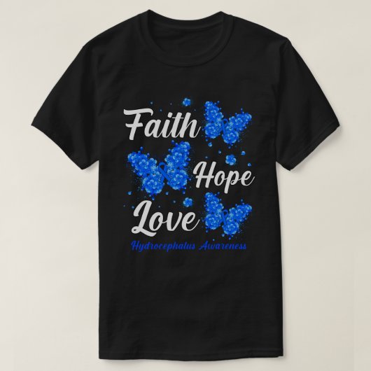Faith Hope Love Hydrocephalus Awareness Butterfly T-shirt (Design voorkant)