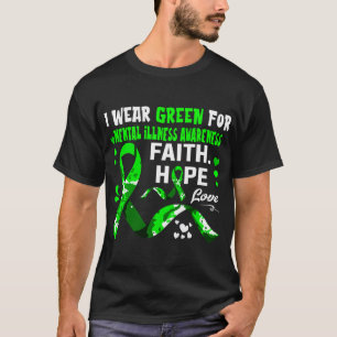 Faith Hope Love I Draag groen voor psychische aand T-shirt