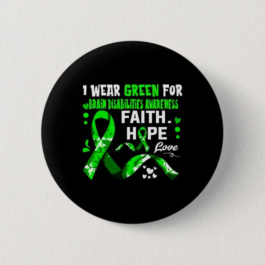 Faith Hope Love Ik Draag Groen voor Herseninvalidi Ronde Button 5,7 Cm (Voorkant)