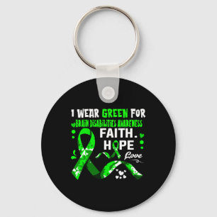 Faith Hope Love Ik Draag Groen voor Herseninvalidi Sleutelhanger