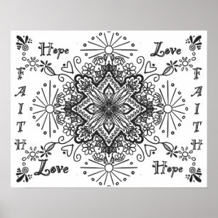 Faith hope love, inspirerend volwassen kleuren poster